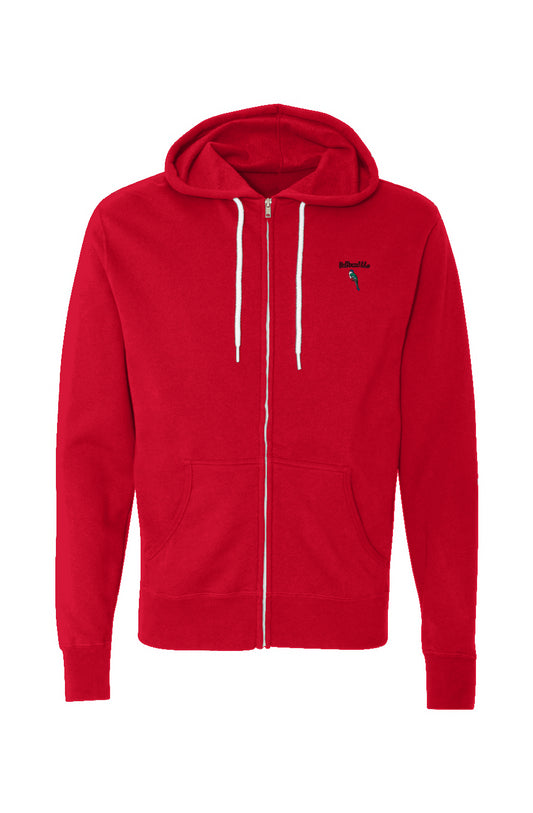 Lightweight Full-Zip Hoodie Unisex: Red